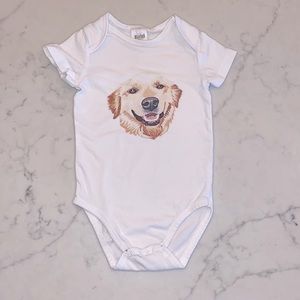EUC Golden Retriever Graphic Short Sleeve Baby Bodysuit (6m)